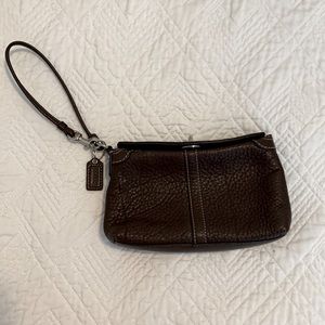 Like new brown pebble leather Coach wristlet